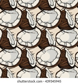 Coconut sketch  vector pattern, had drawn