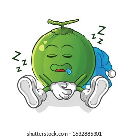 coconut sleeping with sleeping hat cartoon. cartoon mascot vector