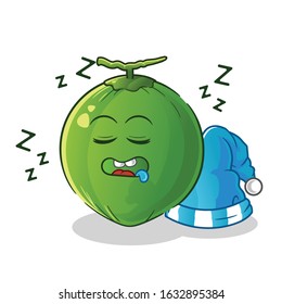coconut sleeping with sleeping hat cartoon. cartoon mascot vector