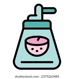 Coconut soap dispenser icon outline vector. Cosmetic cream. Natural shampoo color flat