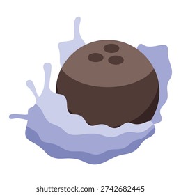 Coconut splashing in a milk wave, perfect for representing vegan drinks and summer recipes