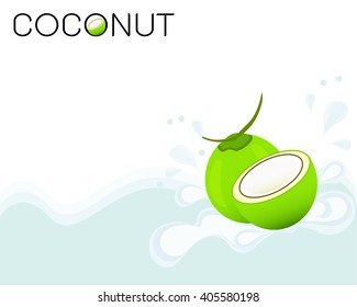 Coconut with splash.Vector illustration.