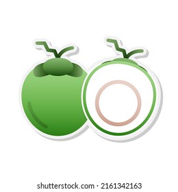 Coconut Aufkleber Symbol, Vektorgrafik, Illustration.