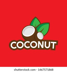coconut sticker or label in comic cartoon style. vector illustration