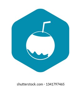 Coconut with straw icon in simple style isolated vector illustration