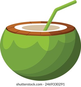 "Coconut straw vector art: Refreshing illustration capturing tropical vibes. 🥥🌴 #illustration #tropical #vectorart"