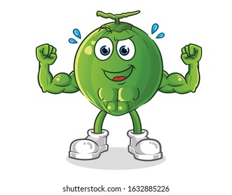 coconut strong muscle bodybuilder cartoon. cartoon mascot vector