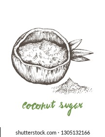 Coconut sugar, coconut palm sugar or coconut blossom sugar popular superfood sugar alternative