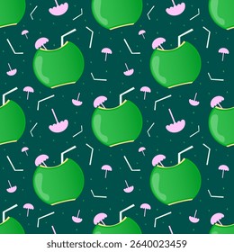 coconut summer beach seamless pattern vector background