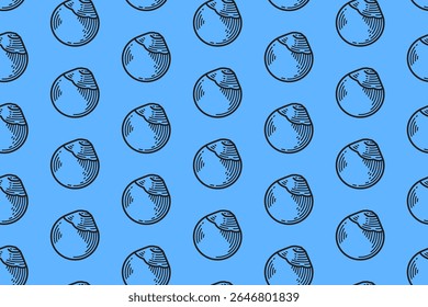 coco verão doodle padrão sem emenda no fundo azul para embalagem e mercadorias. fundo padrão de fruta de bebida tropical. papel de parede desenhado à mão de gravação de bebida de coco tropical.