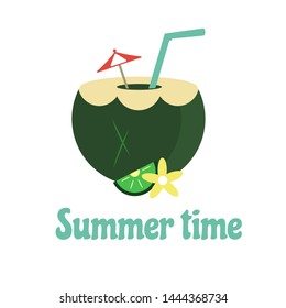 coconut summer vector design with white background