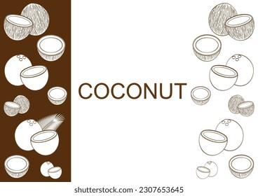 Coconut template. Coconut frame. Coconut Seamless Pattern Background. Vector Illustration.