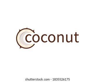 Coconut text Logo Concept. Vector Design Illustration. Symbol and Icon Vector Template.