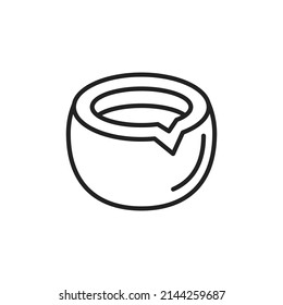Icono de línea delgada de coco. Símbolo lineal. Ilustración vectorial.