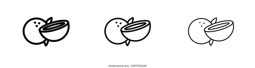 Coconut thin line vector icon set.