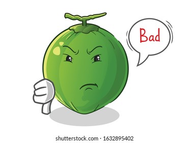 coconut thumbs down angry with bubble cartoon. cute chibi cartoon mascot vector