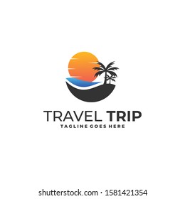 Coconut Travel Illustration Vector Template. Suitable for Creative Industry, Multimedia, entertainment, Educations, Shop, and any related business