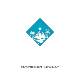 Coconut tree beach holidays logo vector
