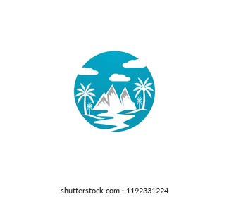 Coconut tree beach holidays logo vector