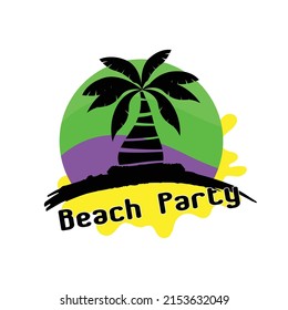 coconut tree beach party logo