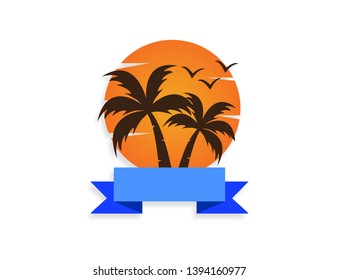 Coconut tree, beach resort and summer logo design - Vector