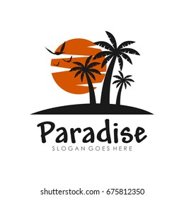 Coconut Tree Beach Resort Summer Logo Stock Vector (Royalty Free ...