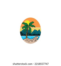 coconut tree and beach vector illustration