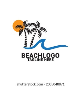 Coconut Tree Beach View Logo Vector Stock Vector (Royalty Free ...