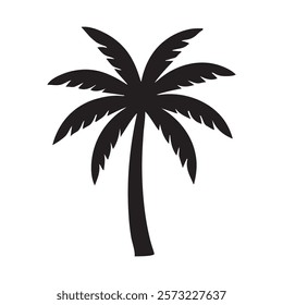 Coconut tree black vector icon silhouette design