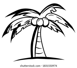coconut tree black&white illustration vector art