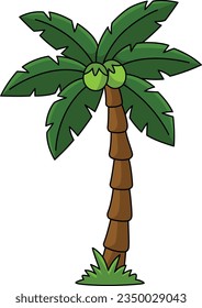 Coconut Tree Cartoon Colored Clipart Illustration svg