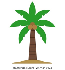 Coconut tree cartoon, digital art illustration