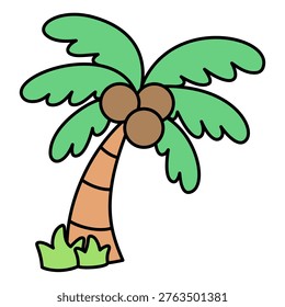 Coconut Tree cartoon style illustration isolated