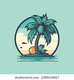 Coconut tree cartoon style, vector art and illustration.