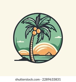 Coconut tree cartoon style, vector art and illustration.