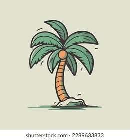 Coconut tree cartoon style, vector art and illustration.