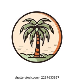 Coconut tree cartoon style, vector art and illustration.