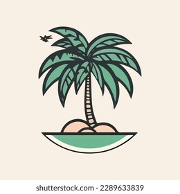 Coconut tree cartoon style, vector art and illustration.