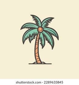 Coconut tree cartoon style, vector art and illustration.