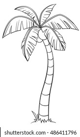 Coconut tree cartoon style, vector art and illustration.