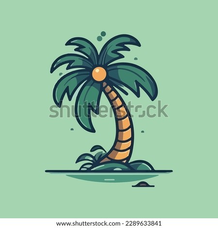 Coconut tree cartoon style, vector art and illustration.