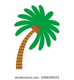 Coconut tree cartoon. Summer day, coconut tree cartoon. Coconut tree silhouette cartoon. Digital art illustration.