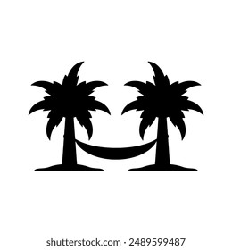 Coconut tree cartoon. Summer day, coconut tree cartoon. Coconut tree silhouette cartoon. Digital art illustration.