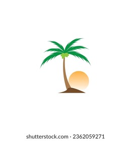 
Coconut tree (Cocos nucifera), Set of realistic vector illustrations on white background.