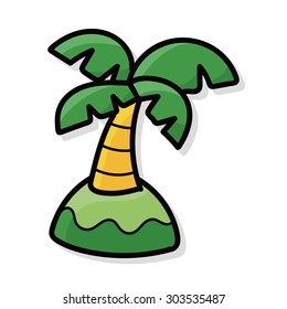 coconut tree color doodle