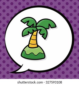 coconut tree color doodle, speech bubble