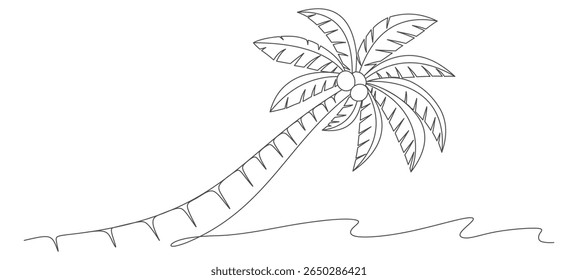 coconut tree continuous line vector design