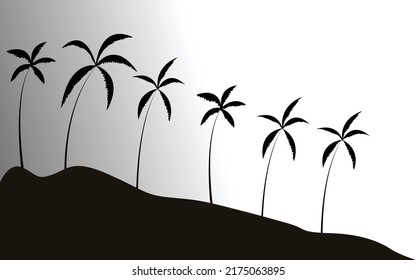 Diseño de árbol de coco en ilustrador de adobe, gradiente blanco y negro utilizado, ilustración vectorial 