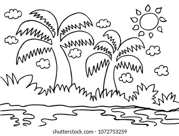 coconut tree doodle sketch