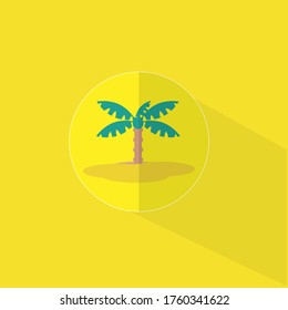 Coconut tree flat icon. Also known as coconut palm tree. Summer icon vector illustration.